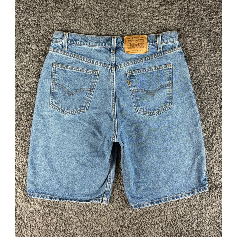 VTG Levi's 550 Orange Tab Relaxed Fit Denim Shorts Mens 36 Blue 90s 36550-0214